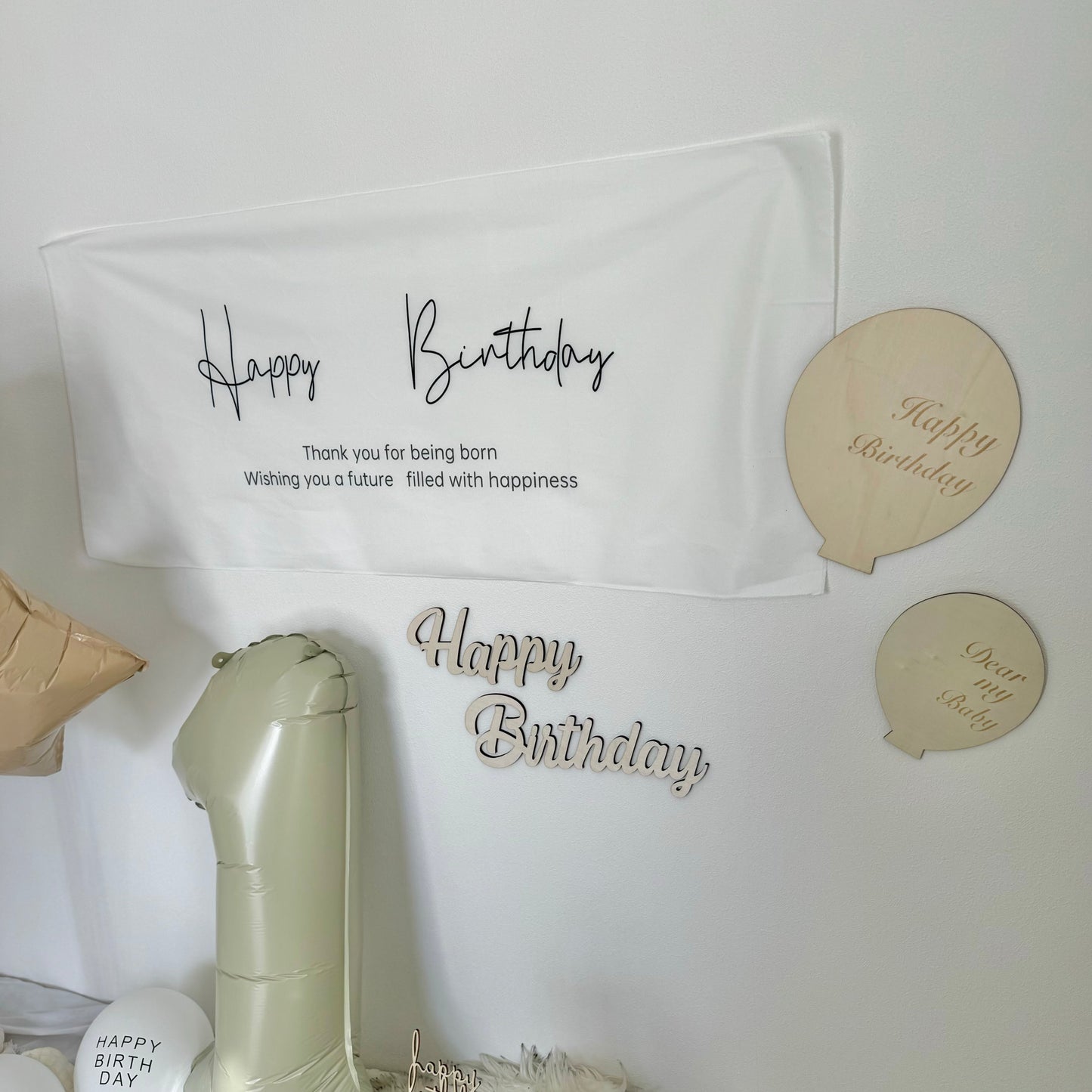 木製Happy Birthdayプレート ウッドレター