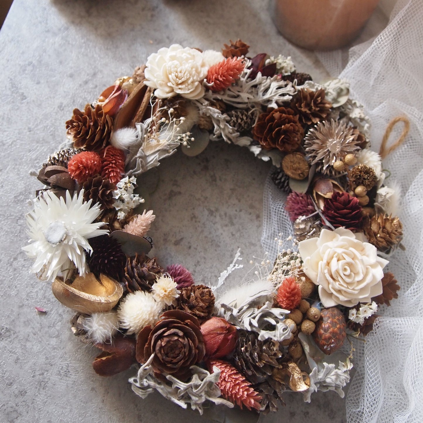 ドライフラワークリスマスリース①